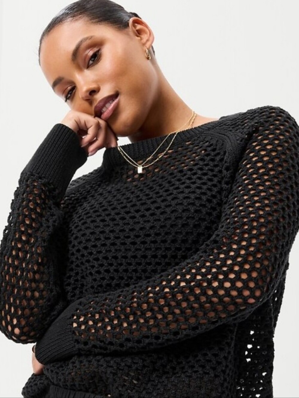 Old Navy Boat Neck Mesh Sweater Sz M